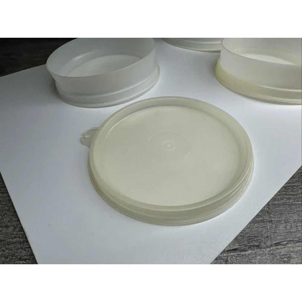 Tupperware Clear Hamburger Keepers & Lid Set Vintage 6 Pieces Replacement 4 inch